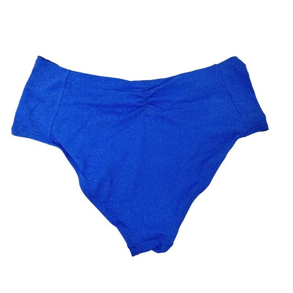 Time and Tru Womens XL Royal Crew Blue 1X High Waist Ruched Plus Bikini Bottoms - Picture 2 of 7